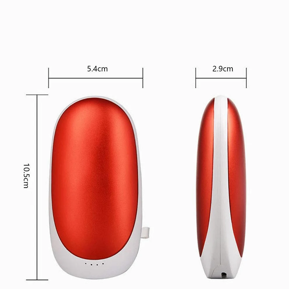 Scaldamani USB, Forno Tascabile Elettrico, Scaldamani Tascabile Ricaricabile su Entrambi i Lati, Riutilizzabile, Power Bank Portatile ad Alta capacità da 5200 mAh, Rosso
