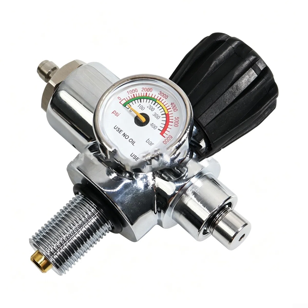 ARA Cilindro Doppio Manometro Scala 400 Bar 6000 Psi Per M18x1.5 5/8-18 Unf 7/8-14 Unf Valvola Riempimento Adattatore Con Anelli in Gomma Nero (7/8)