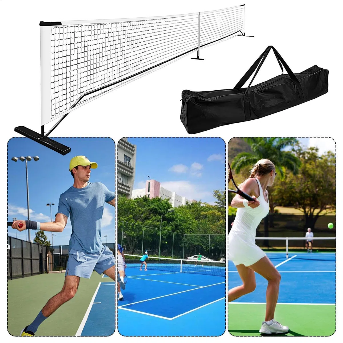 Rete da Badminton portatile – Rete da Tennis da Esterno | Rete da Badminton portatile | Rete da Tennis portatile | Rete da Pratica da Tennis staccabile, 9,5 kg per vialetto, con borsa per il trasporto