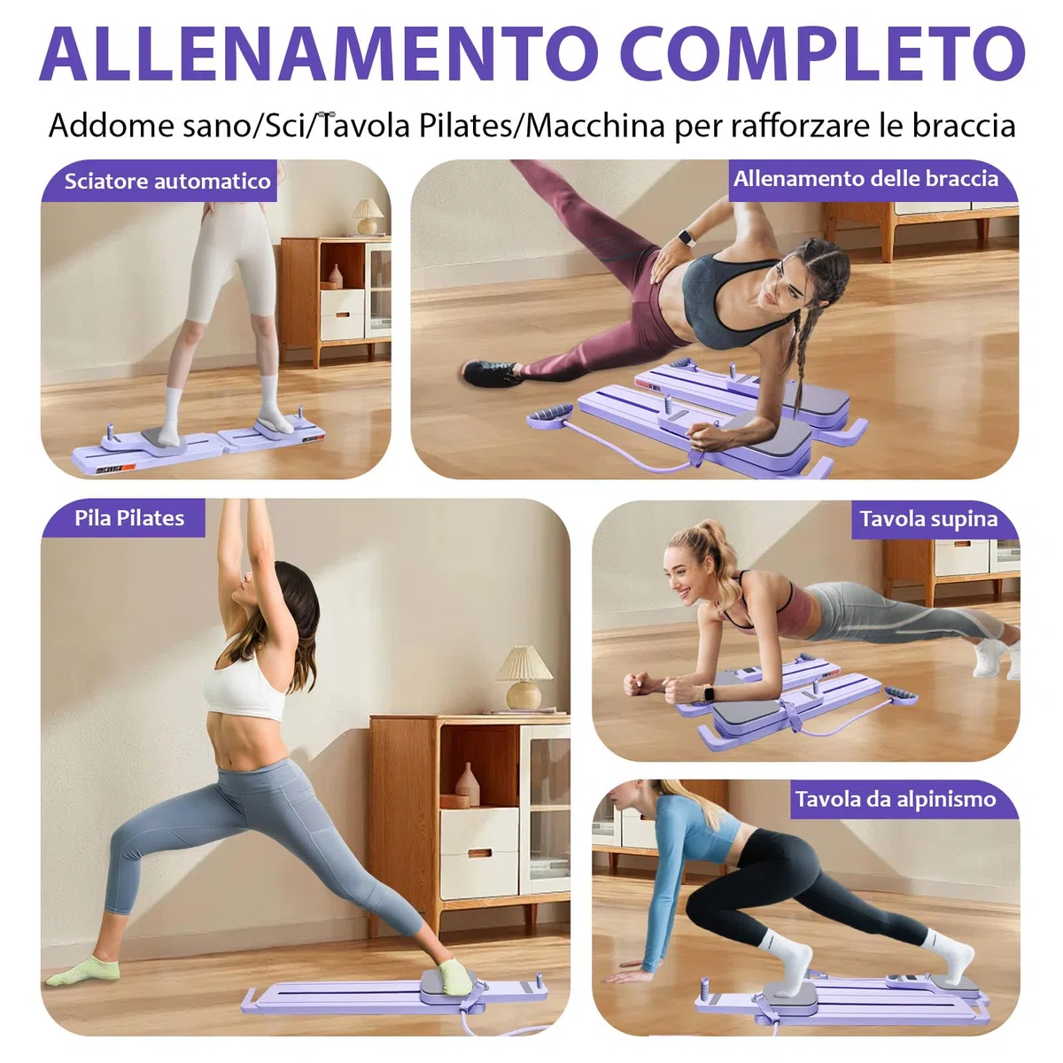 Pilates Board Upgraded Pilates Reformer Machine, Pilates Board Riformer Set Ab Roller Attrezzature per Allenamento Completo per Homegym