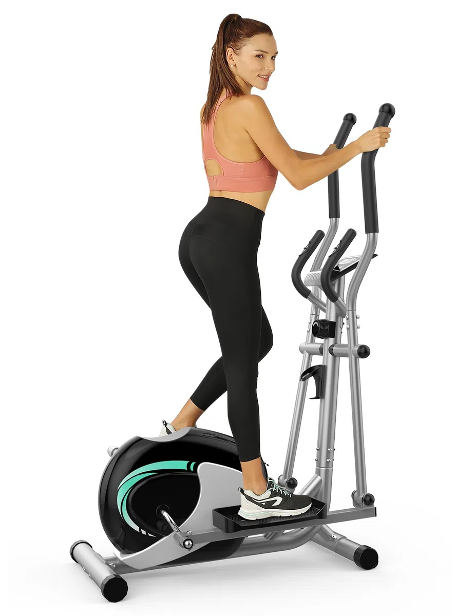 THERUN Ellittica da Casa, Ellittica Professionale Ultra Silenziosa con 16 Livelli di Resistenza Regolabile, Display LCD, Pedali Antiscivolo, Supporto Borraccia, Capacità Di Carico 120KG