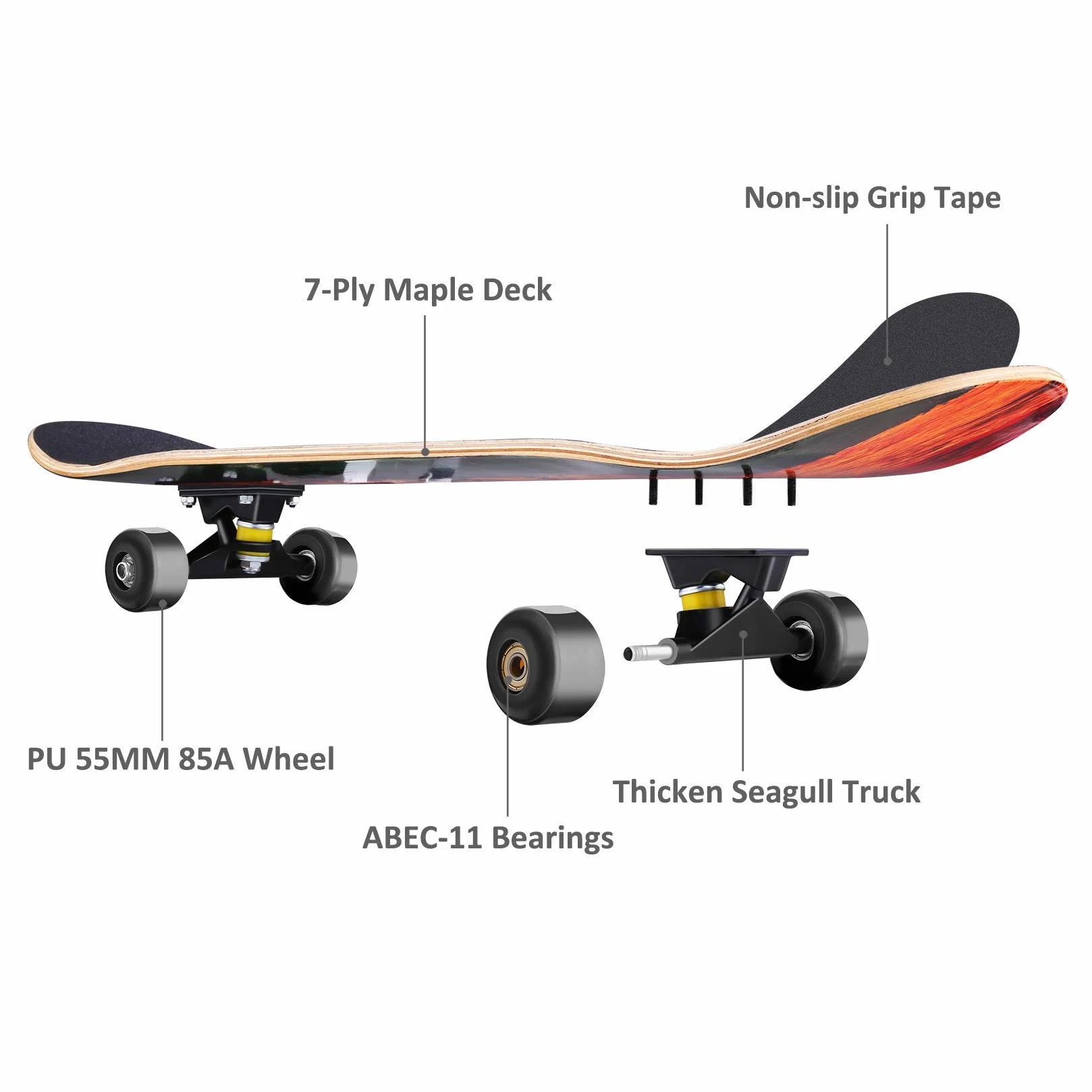 WeSkate Skateboard - Skateboard Unisex Bambini Adolescenti Adulti