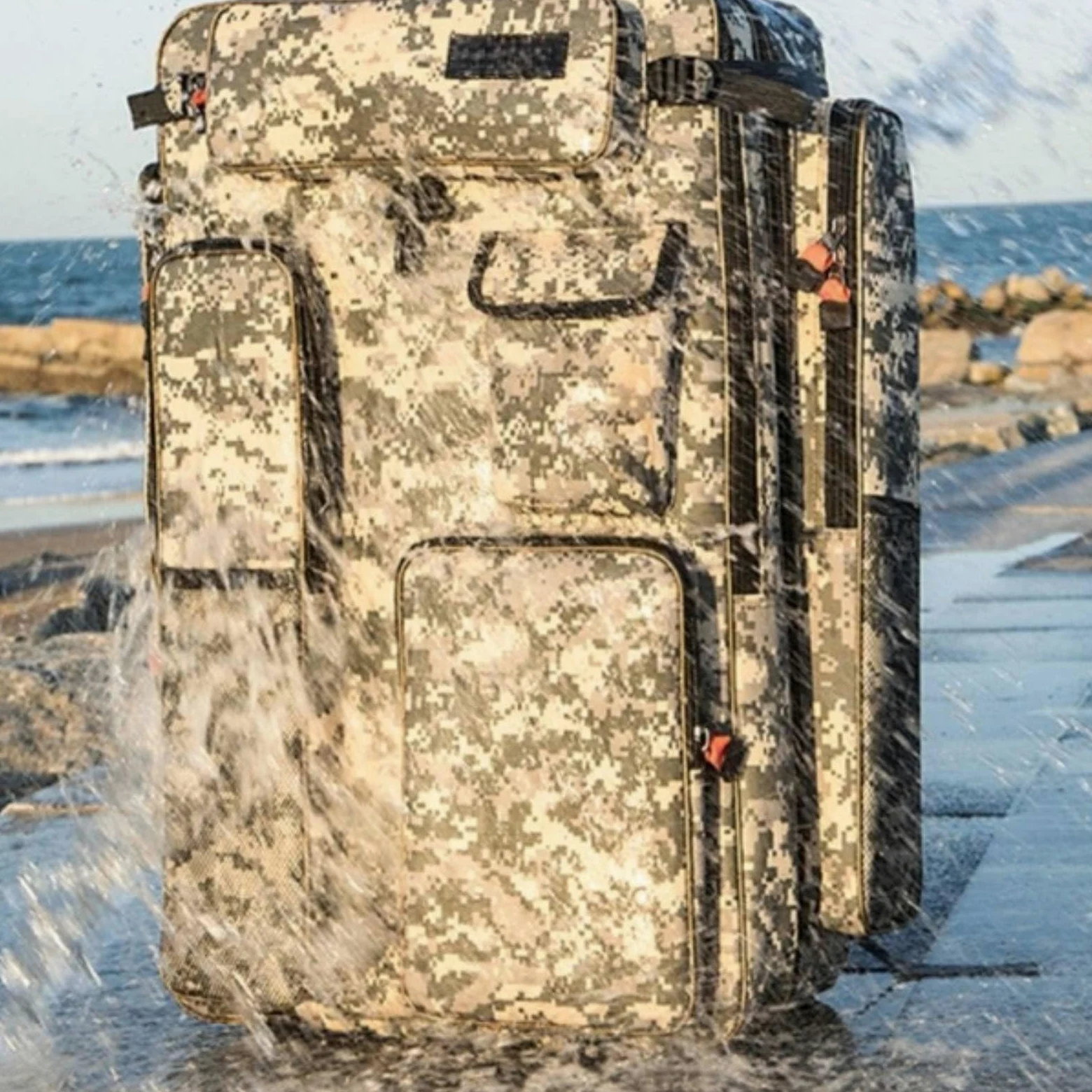 kowaku Zaino Porta Attrezzi da Pesca Resistente All'usura Borsa Porta Canne Organizzazione Facile Attrezzatura Sportiva, Giallo, Giallo, 70CM
