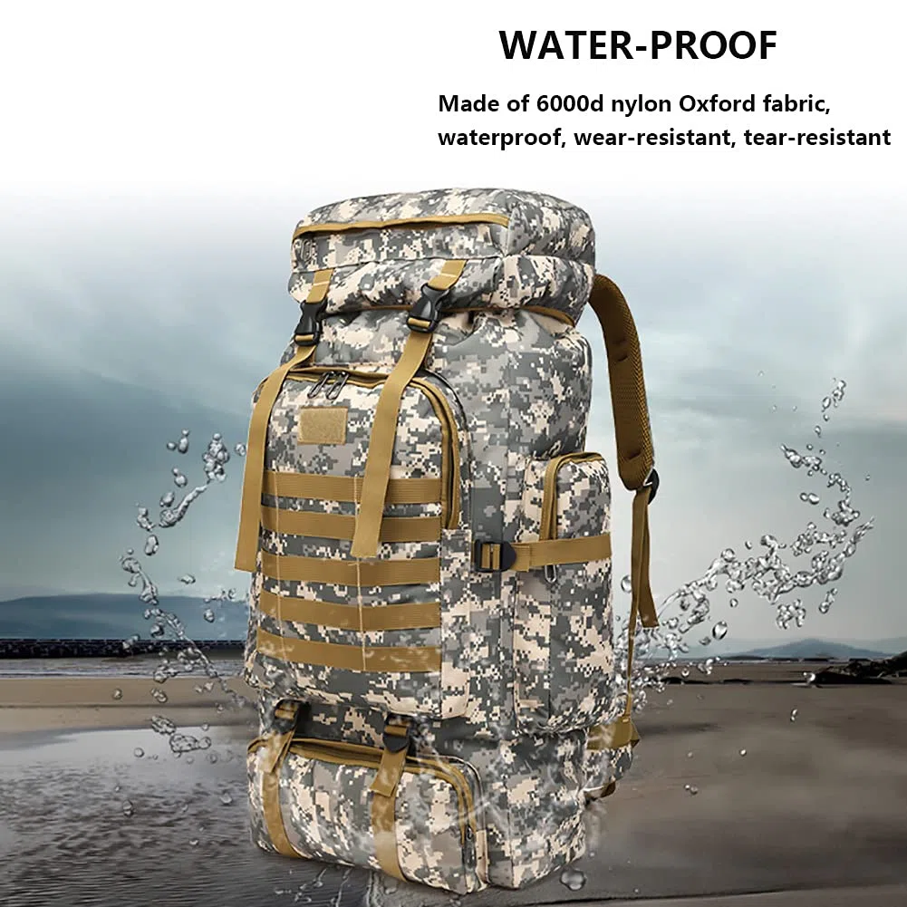 Zaino da alpinismo di grande capacità per escursionismo, campeggio, sport all'aria aperta, borsa tattica idrorepellente con sistema Molle, cinghie regolabili, motivo mimetico, Urban Camouflage