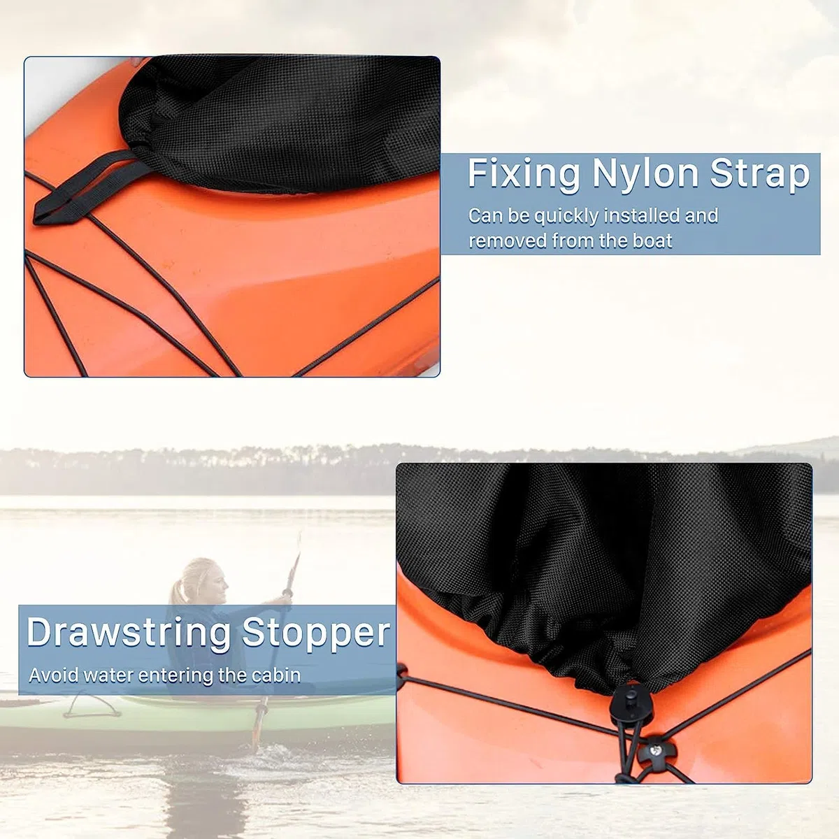 Gonna spray per kayak, universale, regolabile, in nylon, per surf, pozzetto, impermeabile, accessorio per sport acquatici