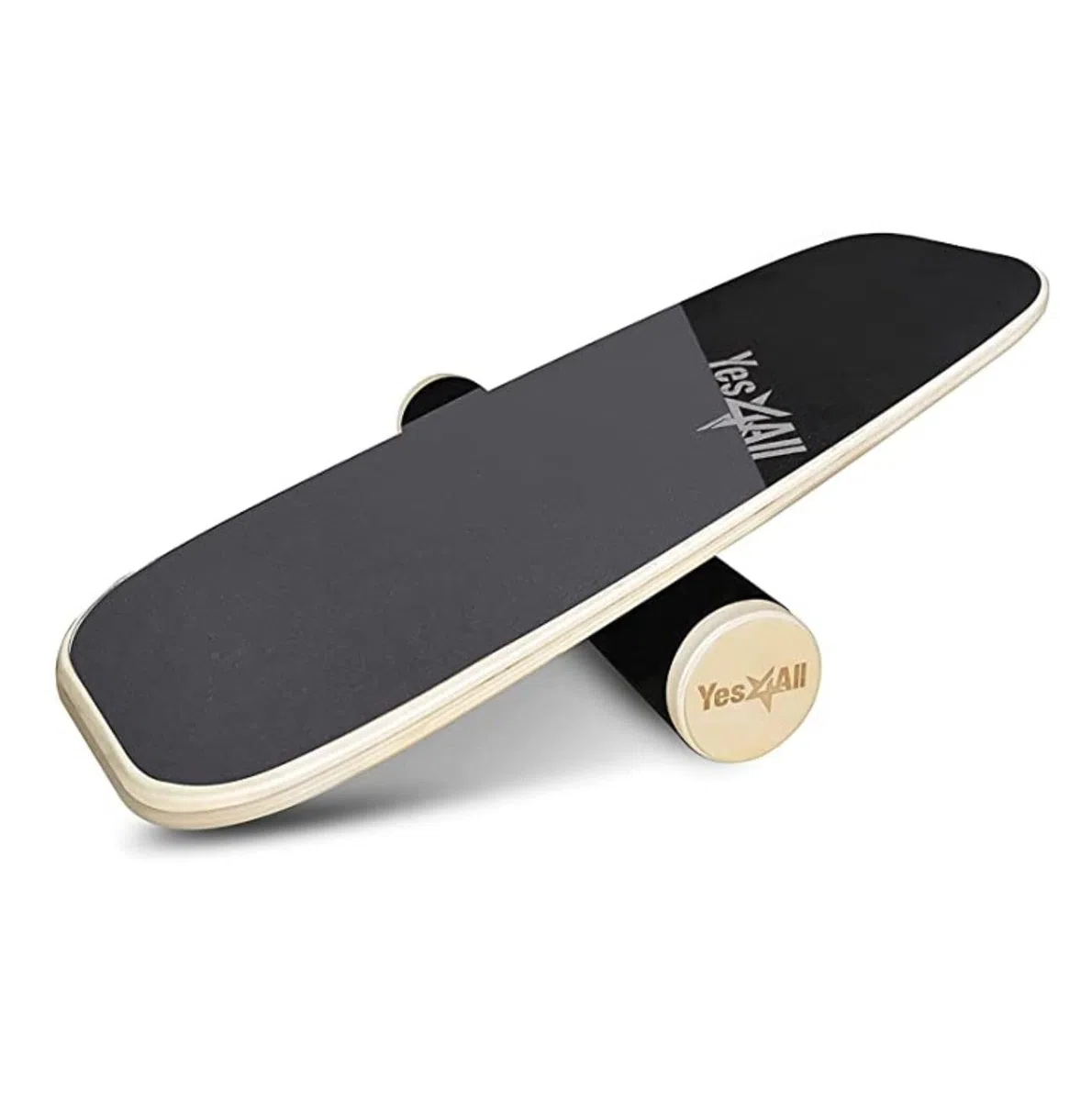 Yes4All Balance Board Trainer, superficie liscia e rullo rivestito in TPE spesso; tavola da allenamento in legno per tutti i livelli di allenamento, stabilità e forza del core