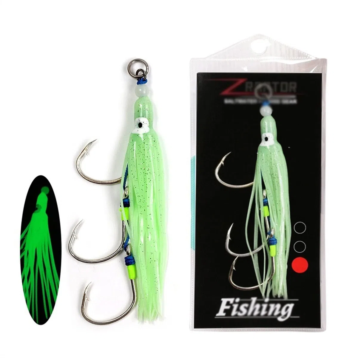 moisture Set di Ami da Pesca Circolari Portatili Jigging Assist Ganci Tai gomme Silicone gonne filamenti Nastri for Le Code Code Maschere Set di Amo da Pesca (Model Number : 4-0, Size : 3 PCS)