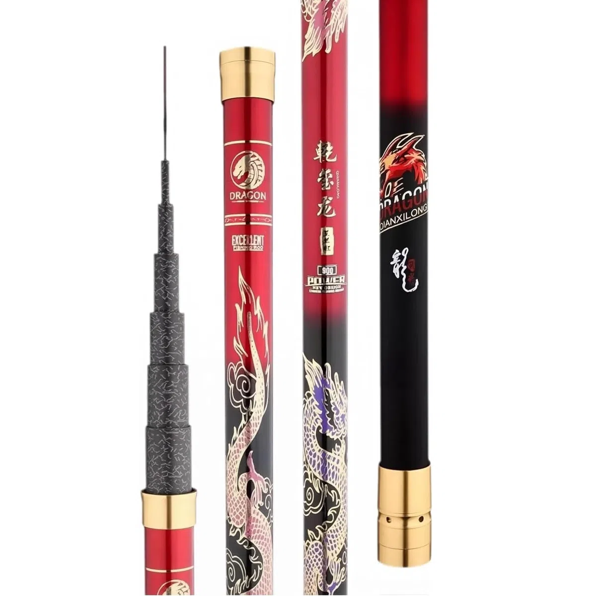 Canna da pesca telescopica in carbonio da 8 m a 16 m. Canna per carpe ultra-robusta, resistente e facile da usare. Canna da pesca con lenza fissa ideale per lunghe sessioni di pesca.