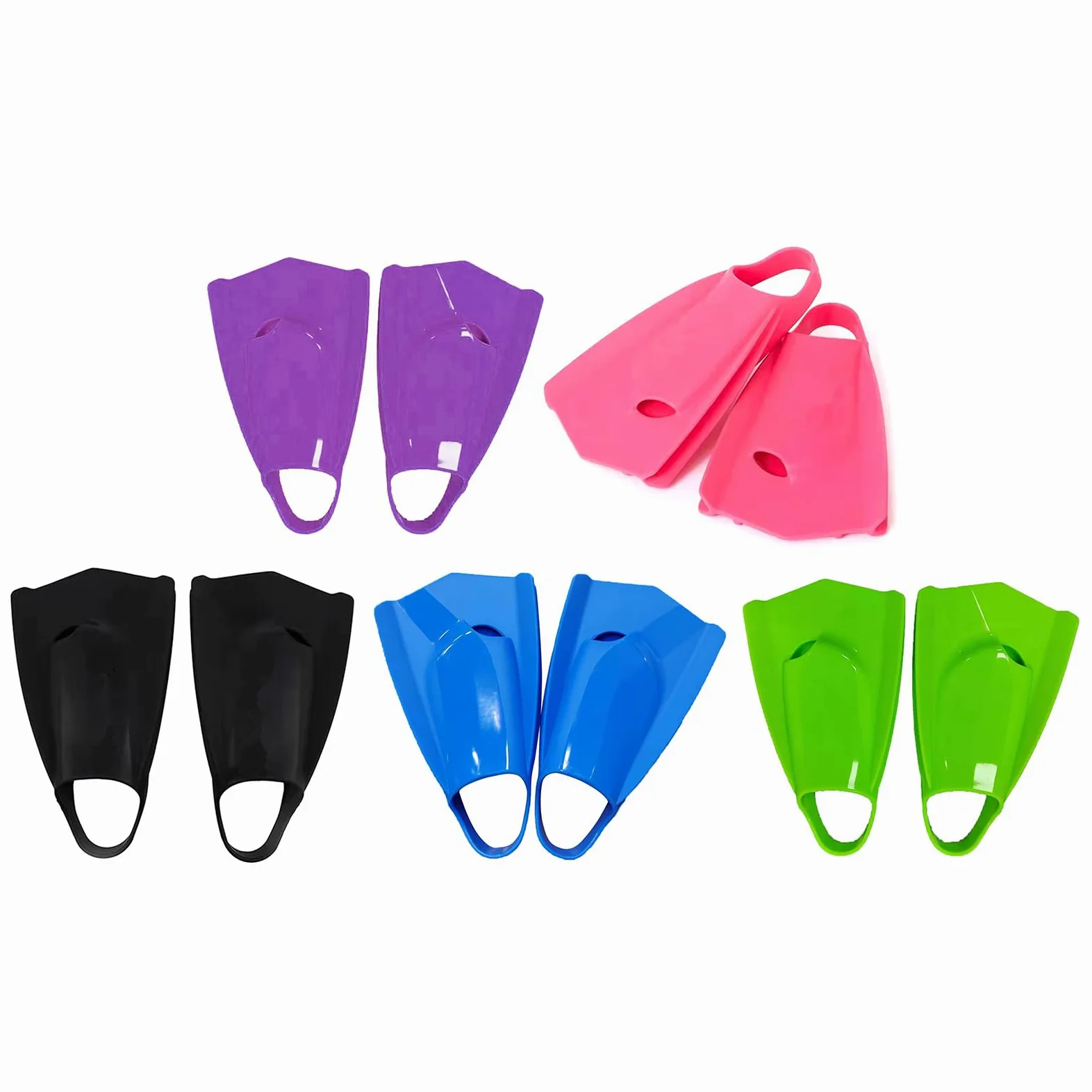 Pinne da nuoto in silicone, dimensioni da viaggio, pinne corte per snorkeling, comode, per allenamento di nuoto, piscina, dimensioni da viaggio