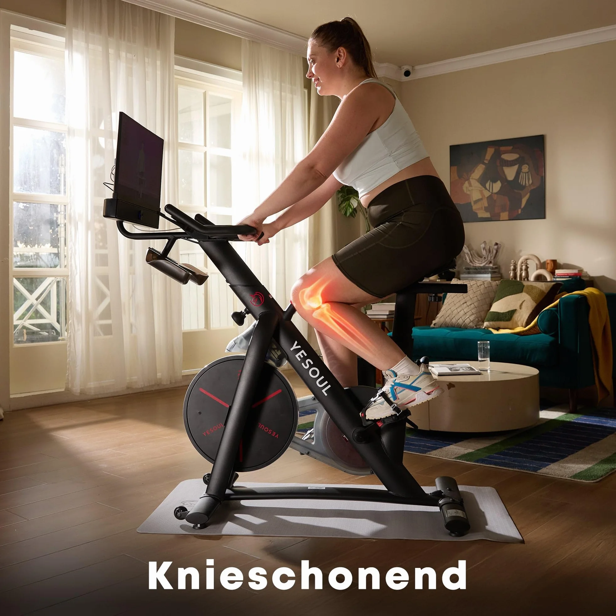 YESOUL G1M Plus Cyclette da Casa con Ergometro, Bicicletta da Fitness Silenziosa per Allenamento Cardiovascolare, Schermo FHD da 21,5", Resistenza Magnetica, Suono 360° e Funzione di Mirror Display