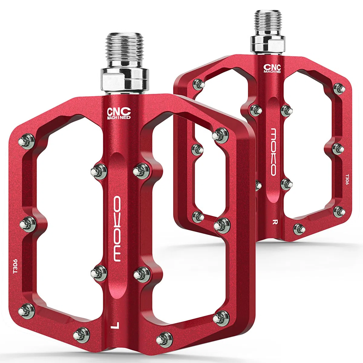 MoKo Pedali per Mountain Bike 2 Pezzi, Pedali per Bici in Alluminio Lavorati a CNC con 3 Cuscinetti Sigillati, 24 Perni Antiscivolo, Facili da Installare, per Biciclette da Strada, BMX, E-Bike