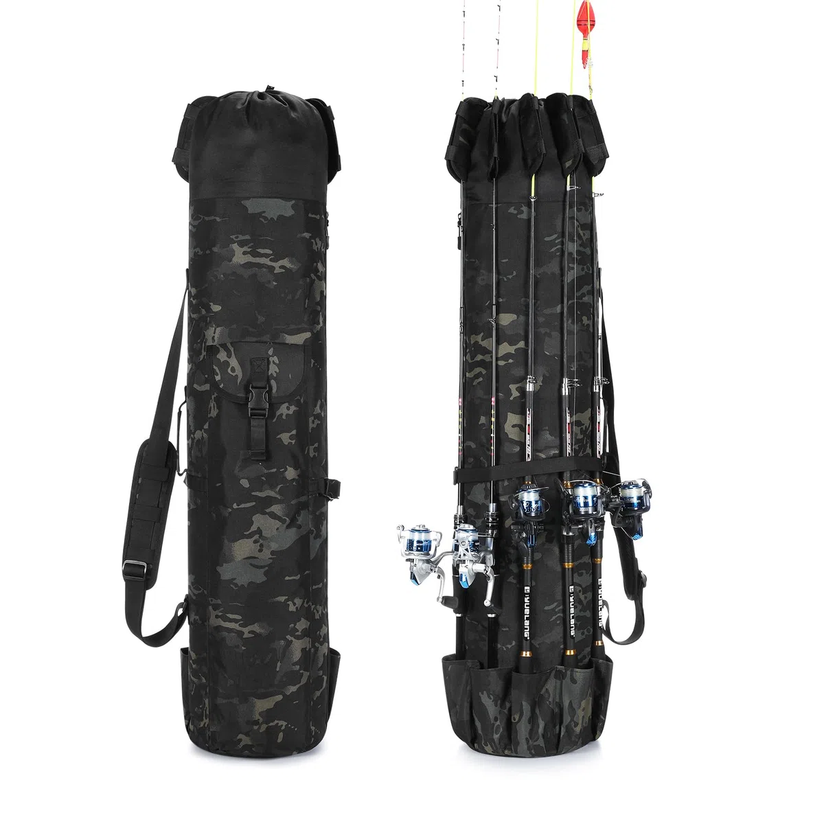 Borsa organizer per canna da pesca, per attrezzi e attrezzature da pesca, regalo per uomini, padri, figlie e amici, Caomo nero, all'aperto