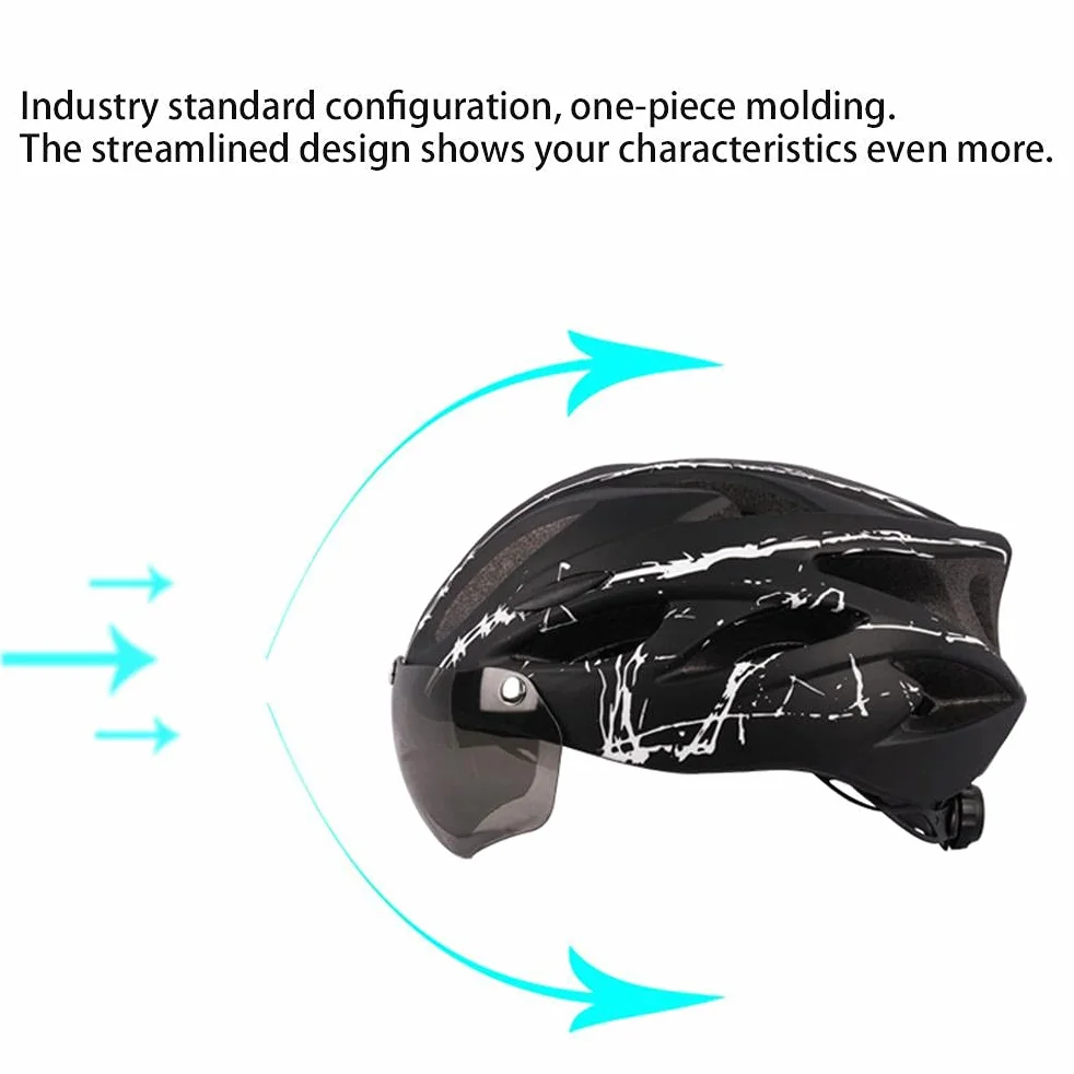 Casco da ciclismo per adulti, uomini e donne, casco protettivo con visiera magnetica (blu nero)