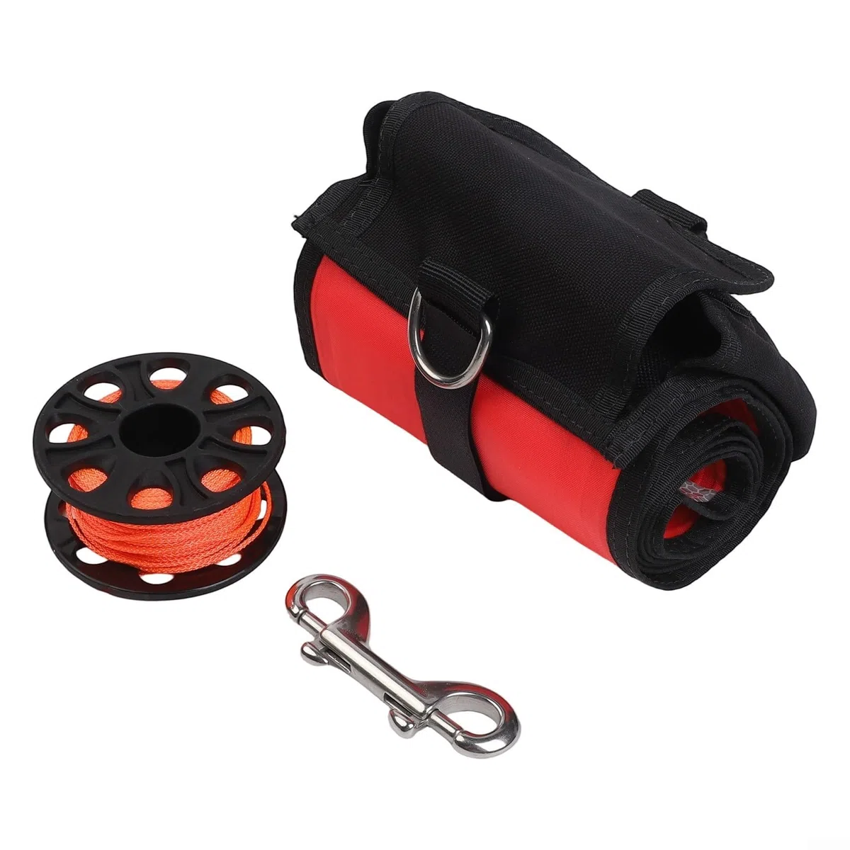 ARA Diving SMB Marker Boa 120X15cm Rosso Nylon Immersione Galleggiante Con Bobina 30M E Snap In Acciaio Inox Per Segnale di Sicurezza Subacquea Strumento di Segnalazione Immersione Tecnica