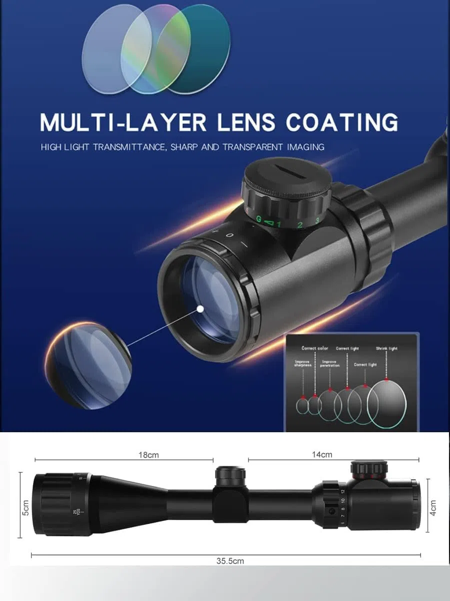Paike 4-16x40 AOE Rifle Scope Mirino Illuminato Rosso e Verde con Supporto