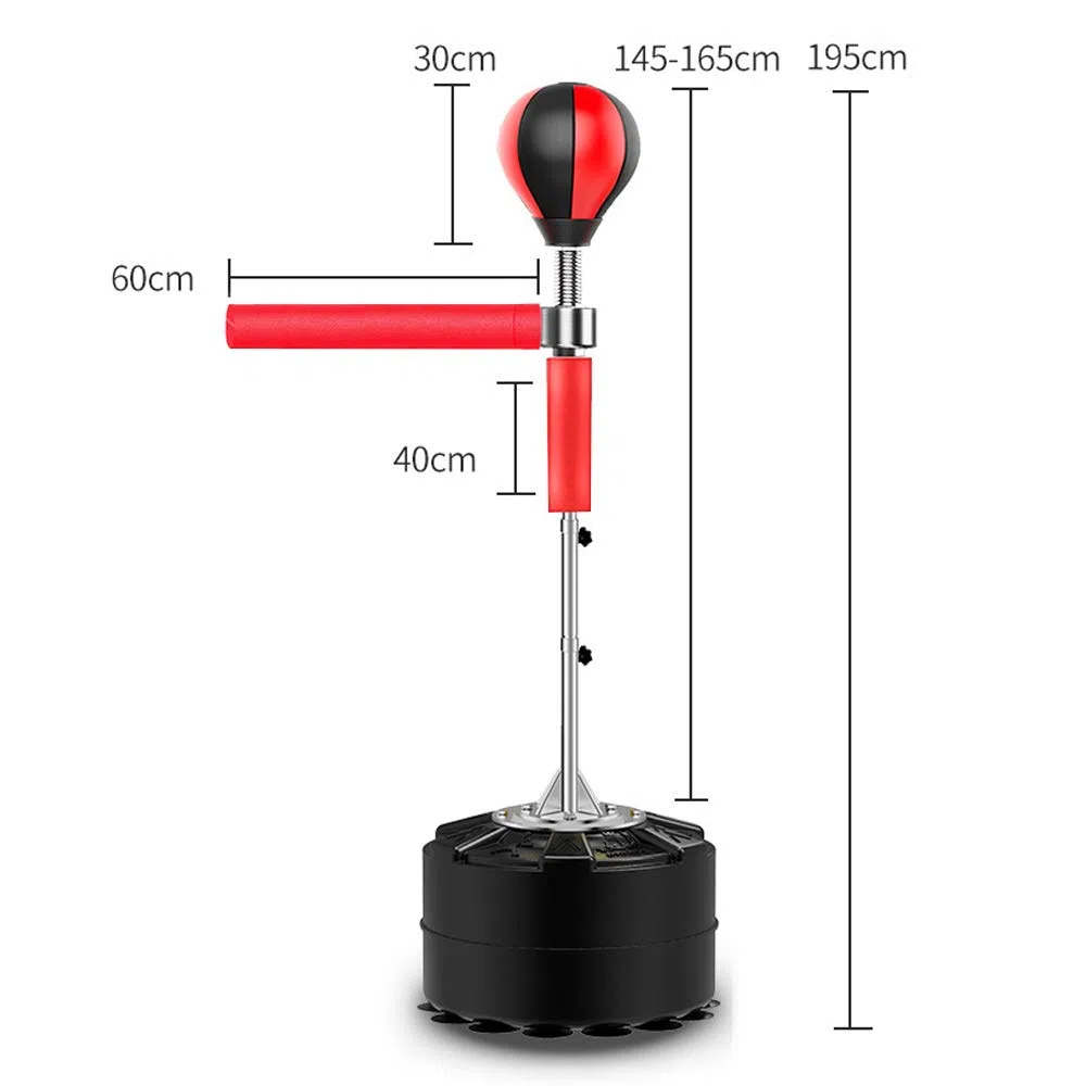 Punching ball, boxing punching kickboxing speed training regolabile in altezza con spinning bar a 360° per allenamento boxe, nero e rosso