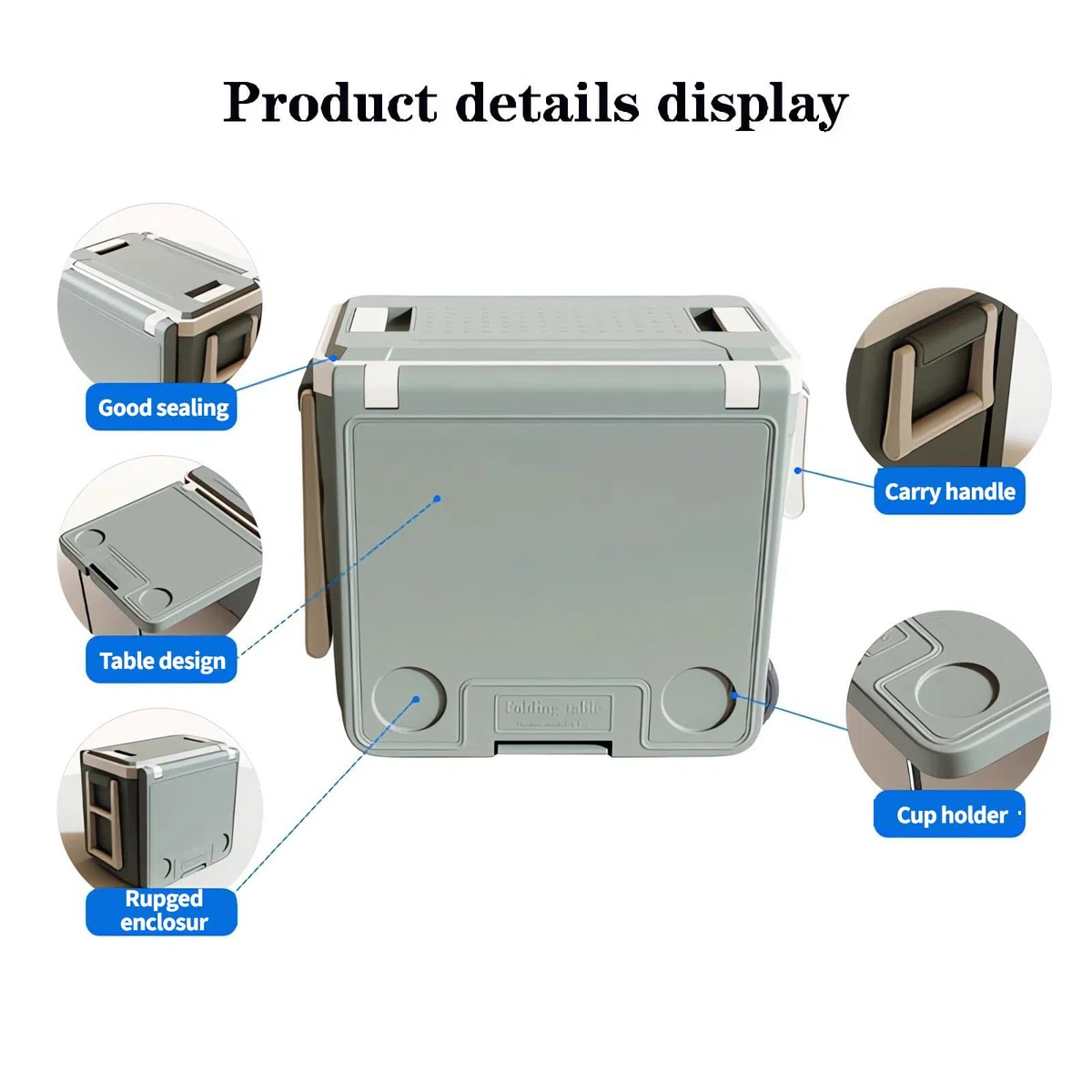Contenitore termico termico con tavolo pieghevole e sedia, 32 l, portatile, multifunzione, per campeggio, attività all'aperto, conservazione degli alimenti e refrigerazione