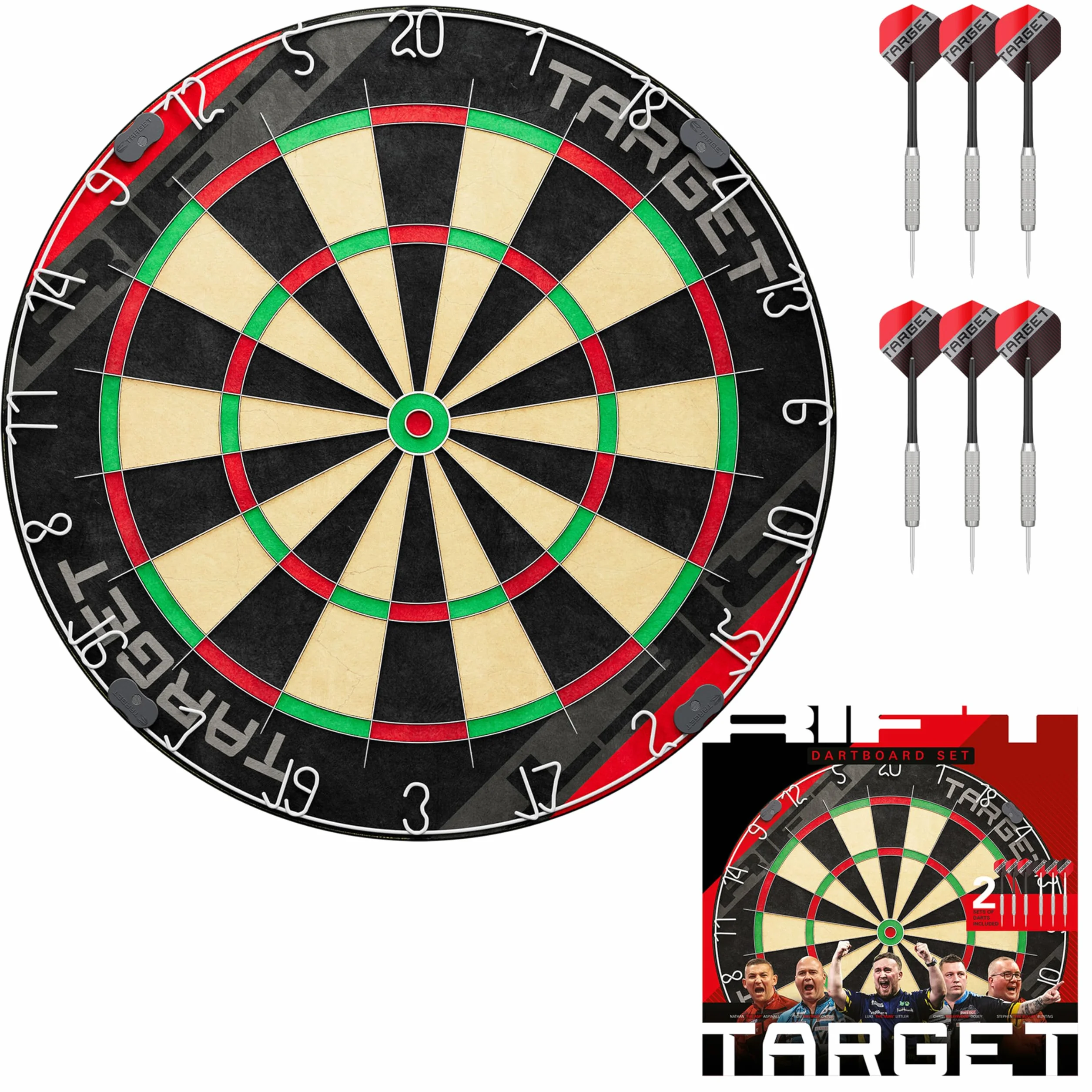 Target Darts Rift Bersaglio con facoltativo LED Light | Punta in Acciaio Freccette Board con facoltativo Bright Bersaglio Illuminazione | Filo Senza Graffette | Includes Due Sets di 17G Freccette