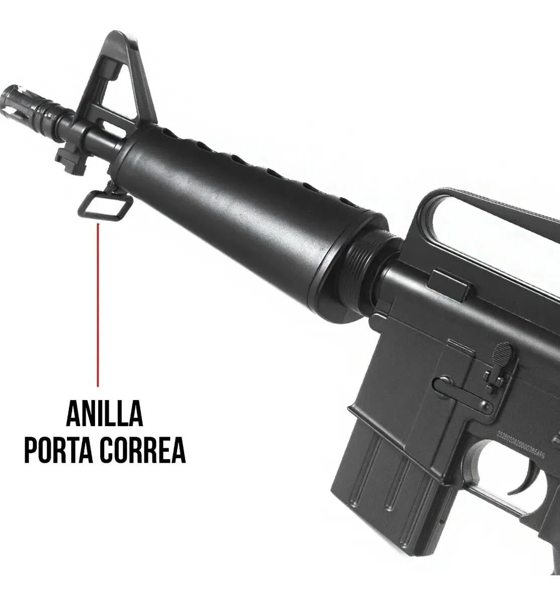 2EAGLE Fucile Airsoft M308 Stile M16 - Modello a Molla - Armamento Manuale/Colpo per Colpo - Materiale: Plastica ad Alta Resistenza - Colore: Nero - Potenza 0,5 Joule