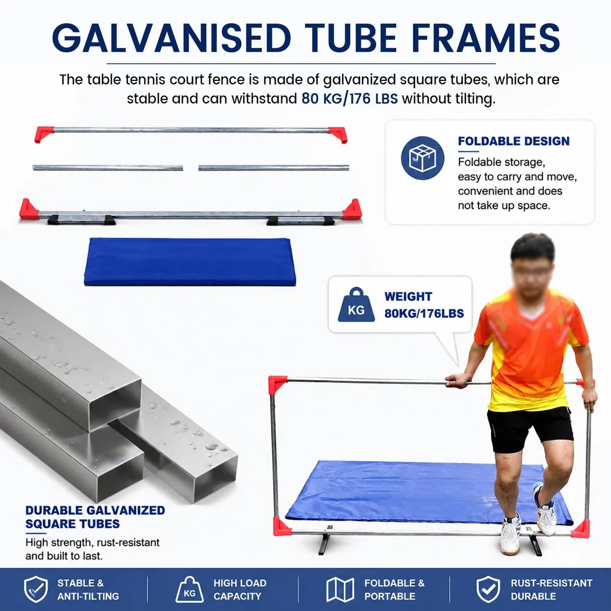 JYHHCYS Barriera Tennistavolo Separatore Palline Ping Pong | Divisorio Stabile Per Campo Da Ping Pong Per Uso In Allenamento, Pieghevole
