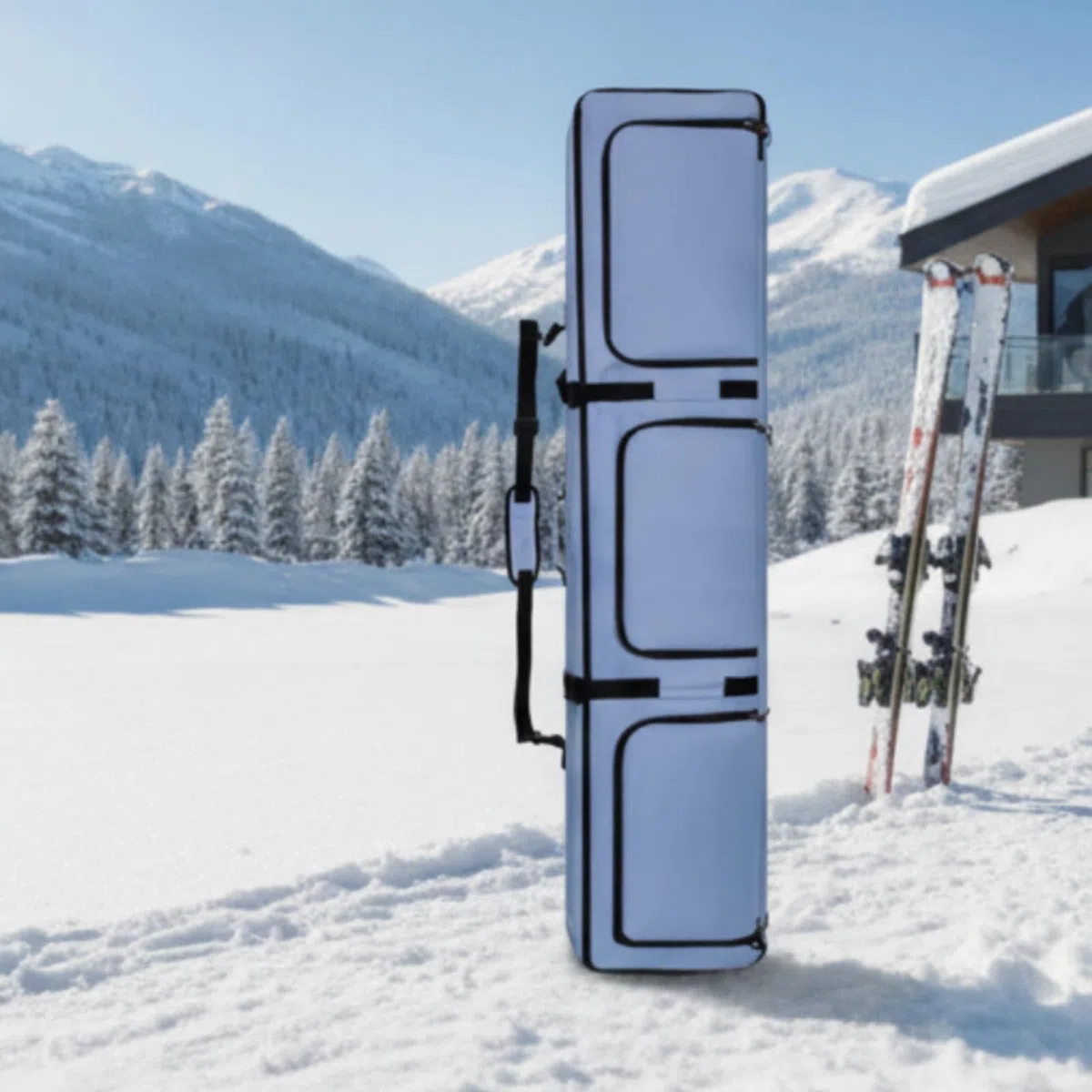 Porta Snowboard Borsa Attrezzatura Zaino Sacca Accessori con Tasche Organizzate Tracolla Laterale Oxford 600D Poliestere Bordatura Protettiva Adatto a Autobus Treno | Multitasche, Sacca Imbottita, Spaziosa, Borsa da Snowboard con Tasca Esterna, per