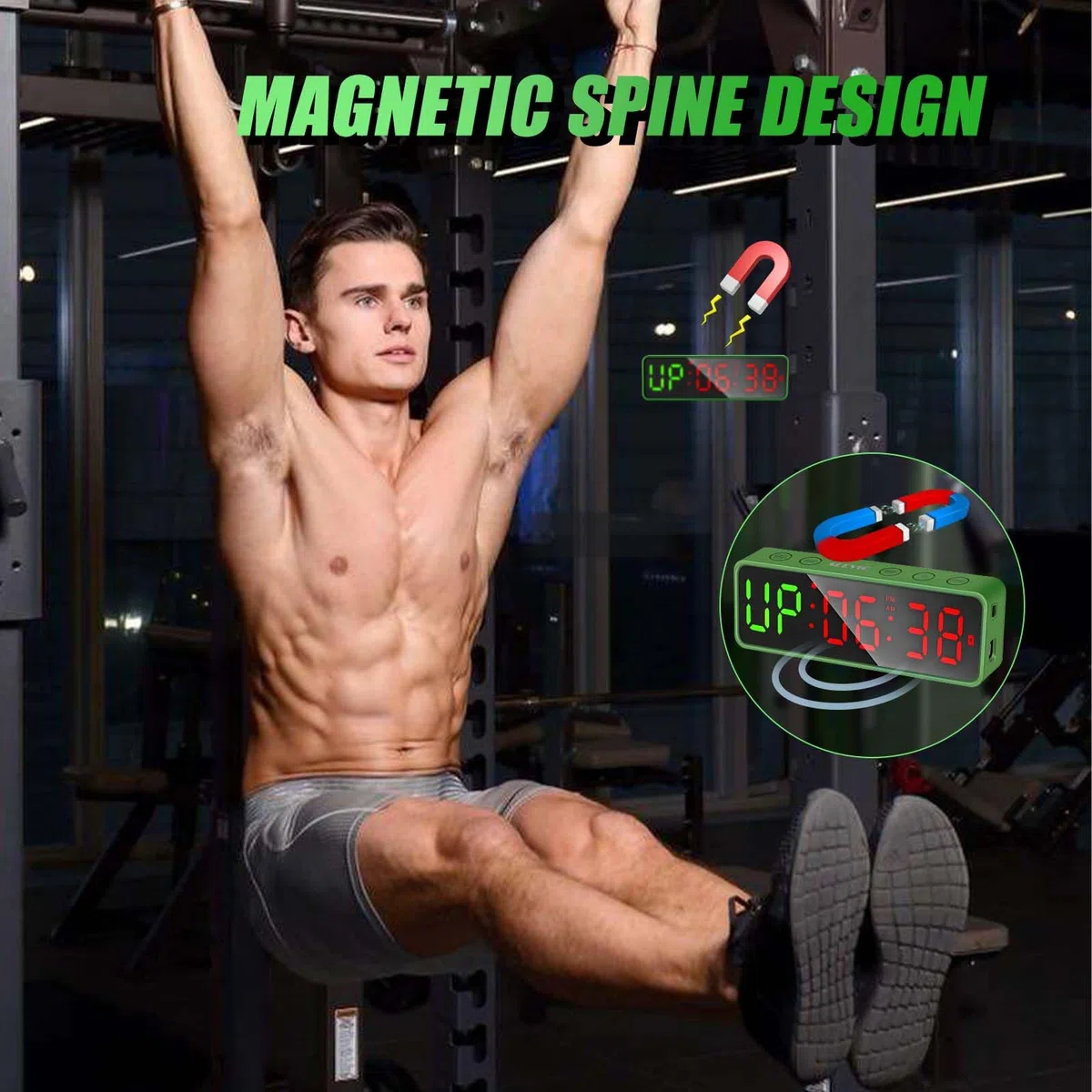Piccolo timer da palestra, cronometro, timer magnetico a intervalli di allenamento, grande display digitale a LED, accessori per la casa, orologio per conto alla rovescia, per casa, palestra, garage