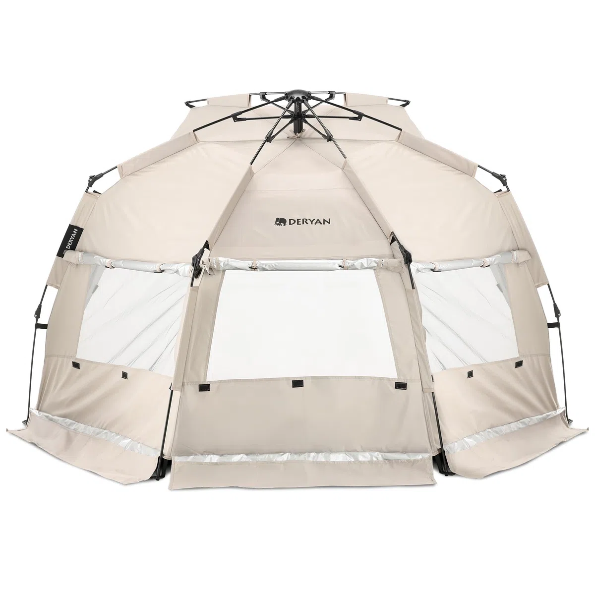 DERYAN Up-to-Go - Tenda da spiaggia pop-up per bambini, protezione dai raggi UV UPF 50+ e protezione dal vento, compatta e pieghevole, per 4 persone, montata in 1 secondo, colore: argento