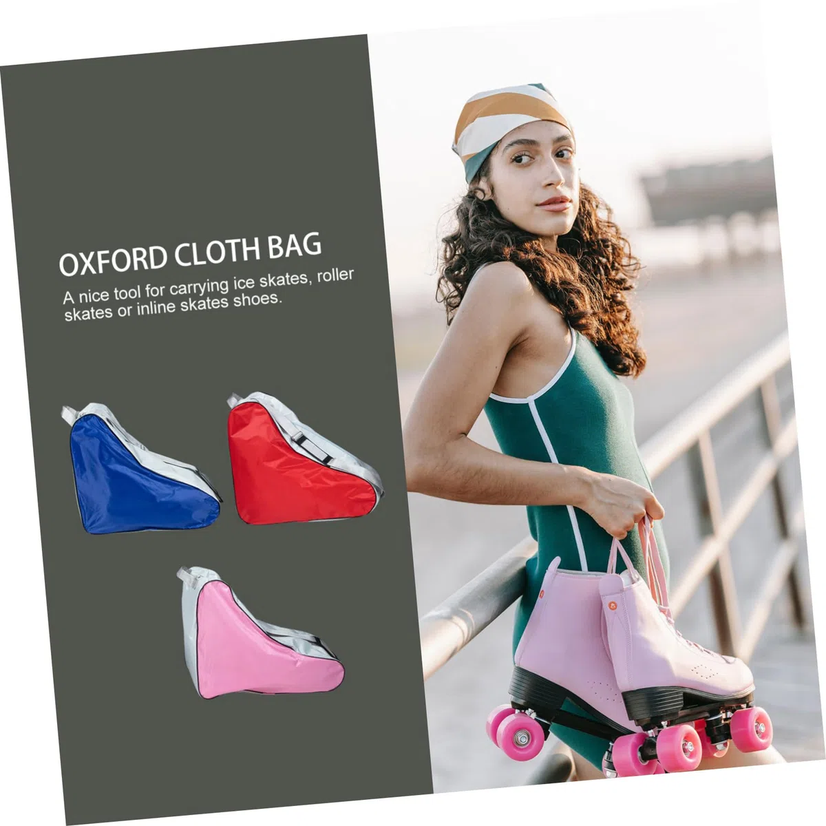 Borsa Porta Pattini Roller 3 Pezzi in Poliestere per Uso Esterno | Pattini da Ghiaccio e Roller Skates, Design Semplice e Look alla Moda, Formato Grande