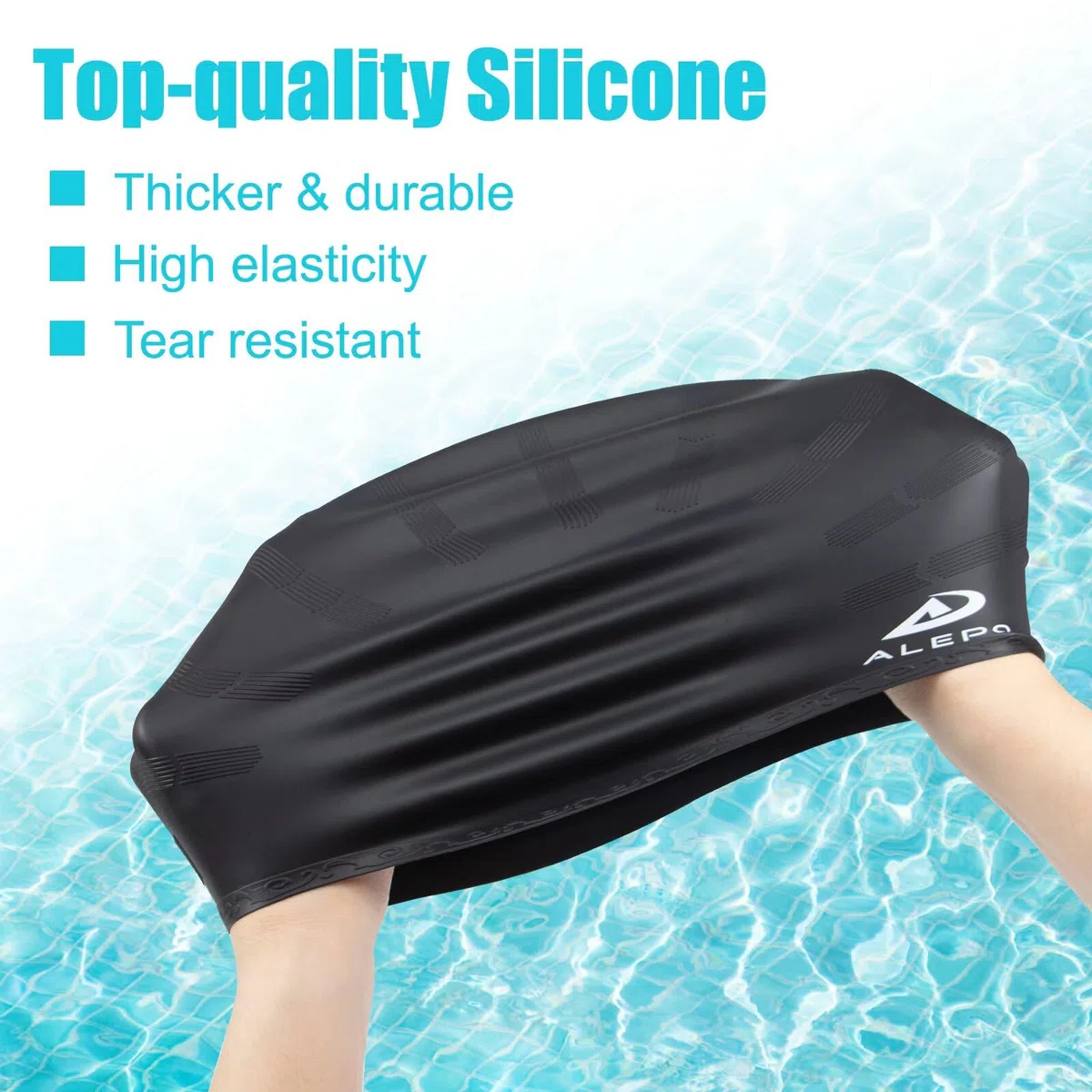 Alepo Confezione da 2 cuffie da nuoto per bambini e bambine, in silicone resistente, con tasche per le orecchie 3D, per bambini dai 3 ai 15 anni, unisex, per capelli corti/lunghi, con tappi per le