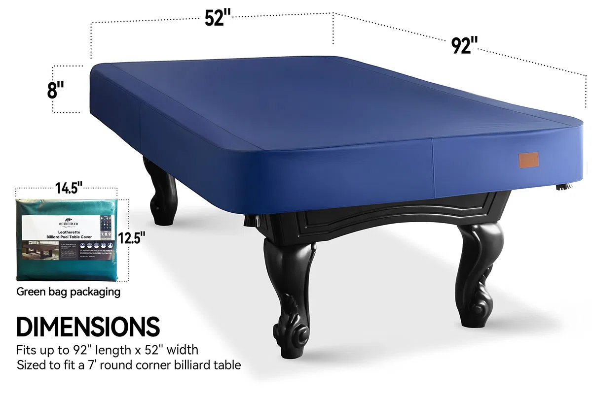 Copertura resistente in similpelle per tavolo da biliardo, impermeabile e antistrappo, per tavolo da biliardo 2,2/2,3 m (2,8 piedi/blu)