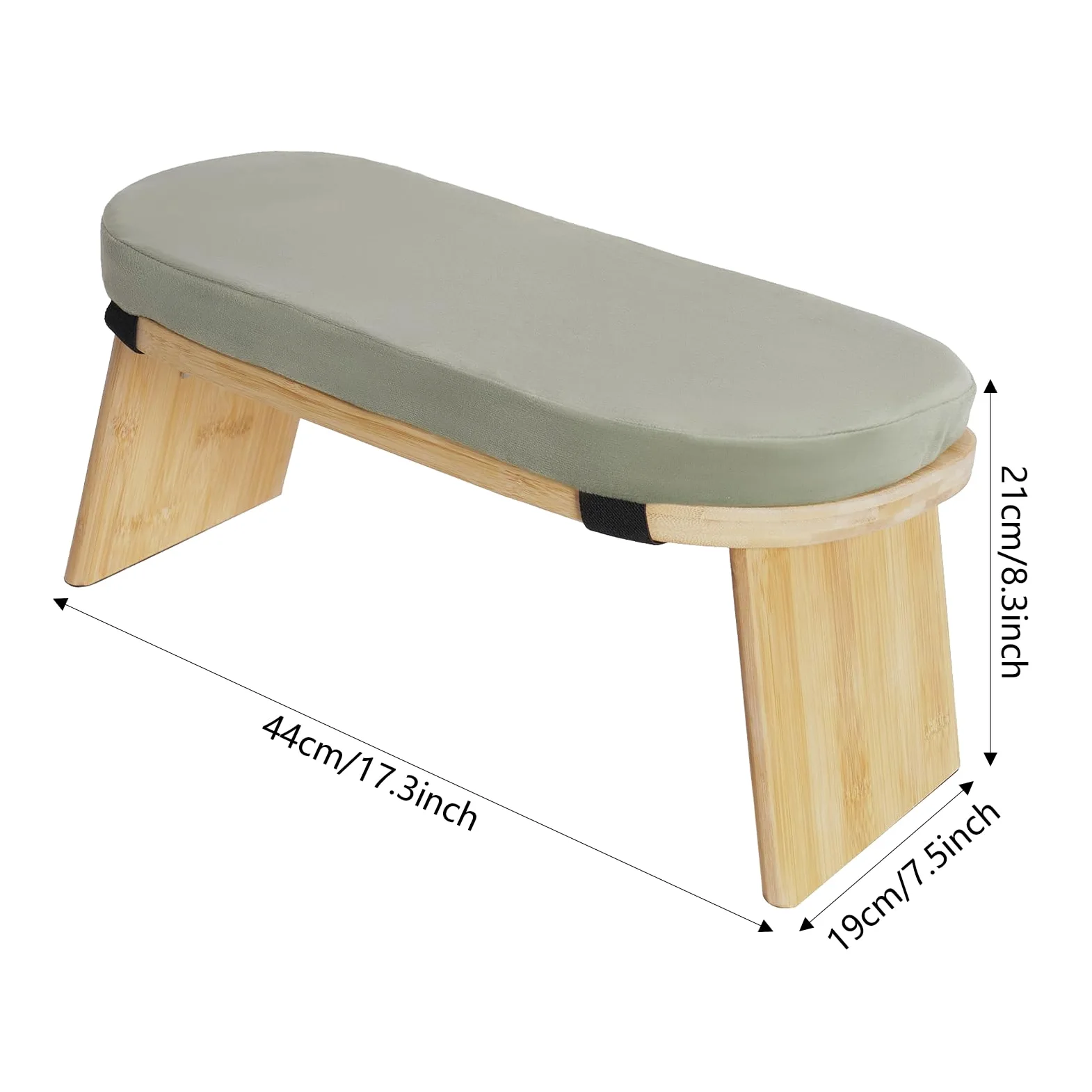 Panca da meditazione, pieghevole, da yoga, con cuscino, ergonomica, pieghevole, comoda e morbida, imbottita, accessori per yoga (verde)