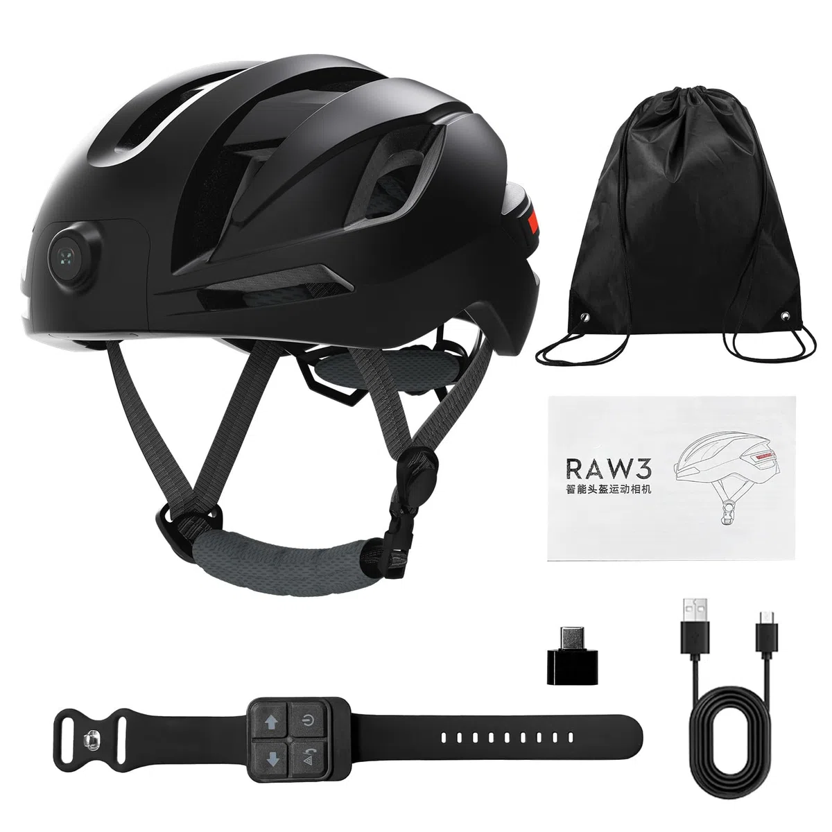Fockety Casco da bici intelligente, 58-61cm, connessione wireless, Bluetooth, con telecamera 1080P e indicatori di direzione, display LED ABS per mountain bike/bici corsa all'aperto