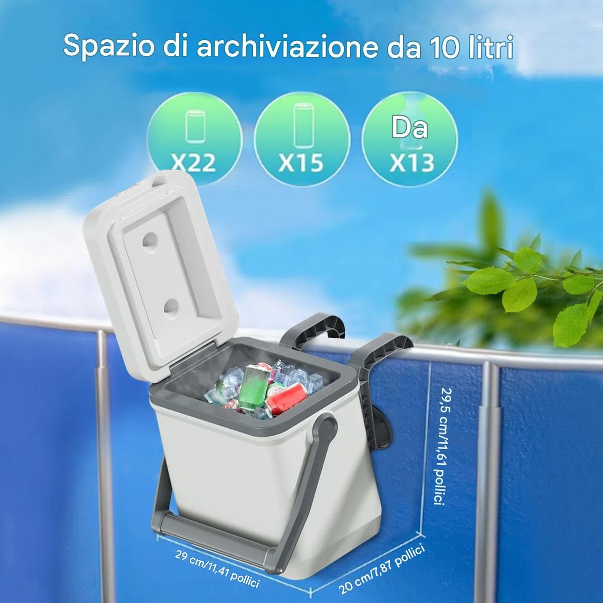 Frigo da Piscina per Bevande Grande Contenitore Rigido Isolato Per Piscina | Raffreddatore Portatile Per Piscina Fuori Terra Per Il Nuoto Spiaggia Feste All'Aperto Campeggio Picnic E Viaggi