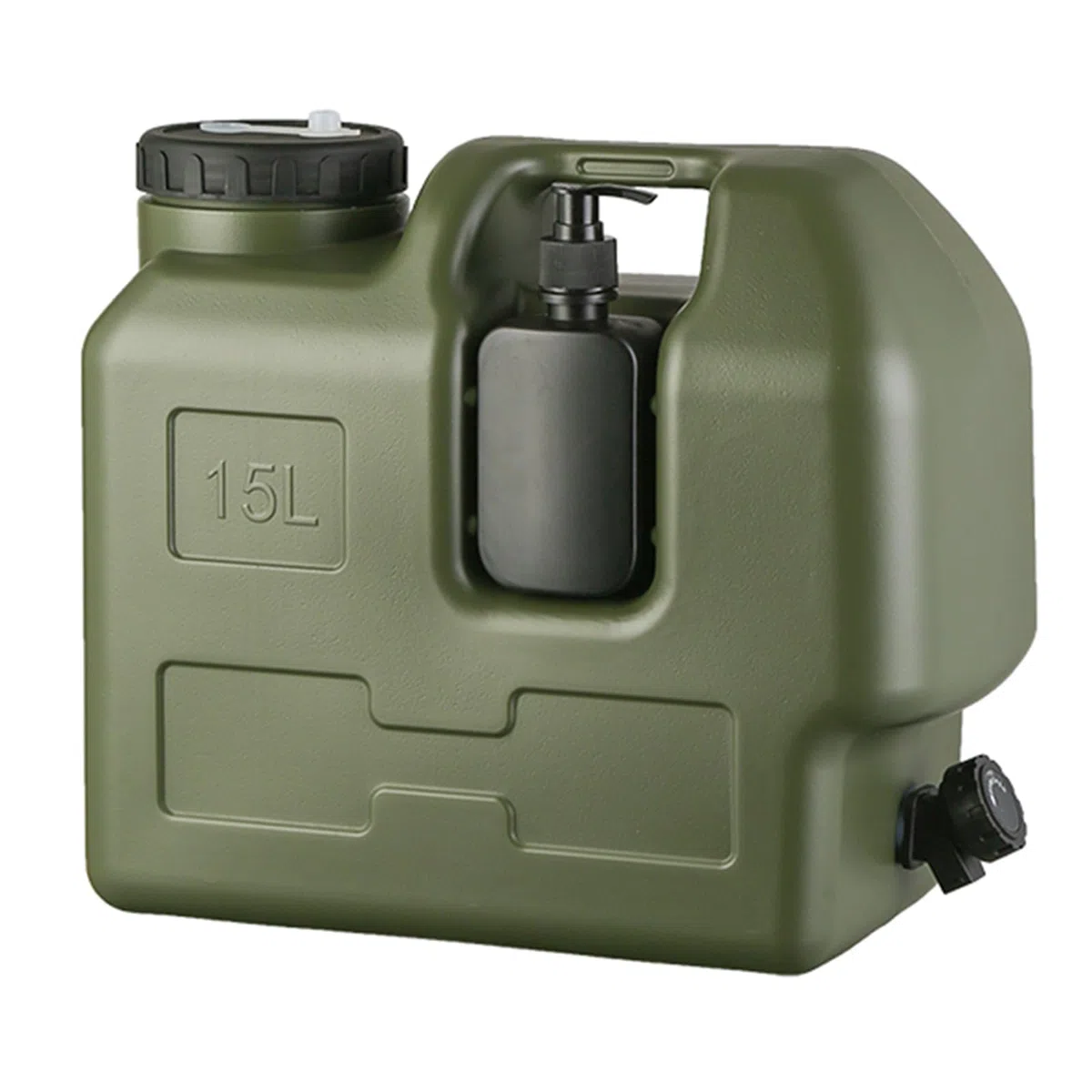 Starnearby Tanica Acqua con Rubinetto, Serbatoio per Acqua Potabile, Bidone Acqua in HDPE, Contenitore Acqua da Campeggio Senza BPA con Bottiglia Sapone per Viaggio, Barbecue, Pesca