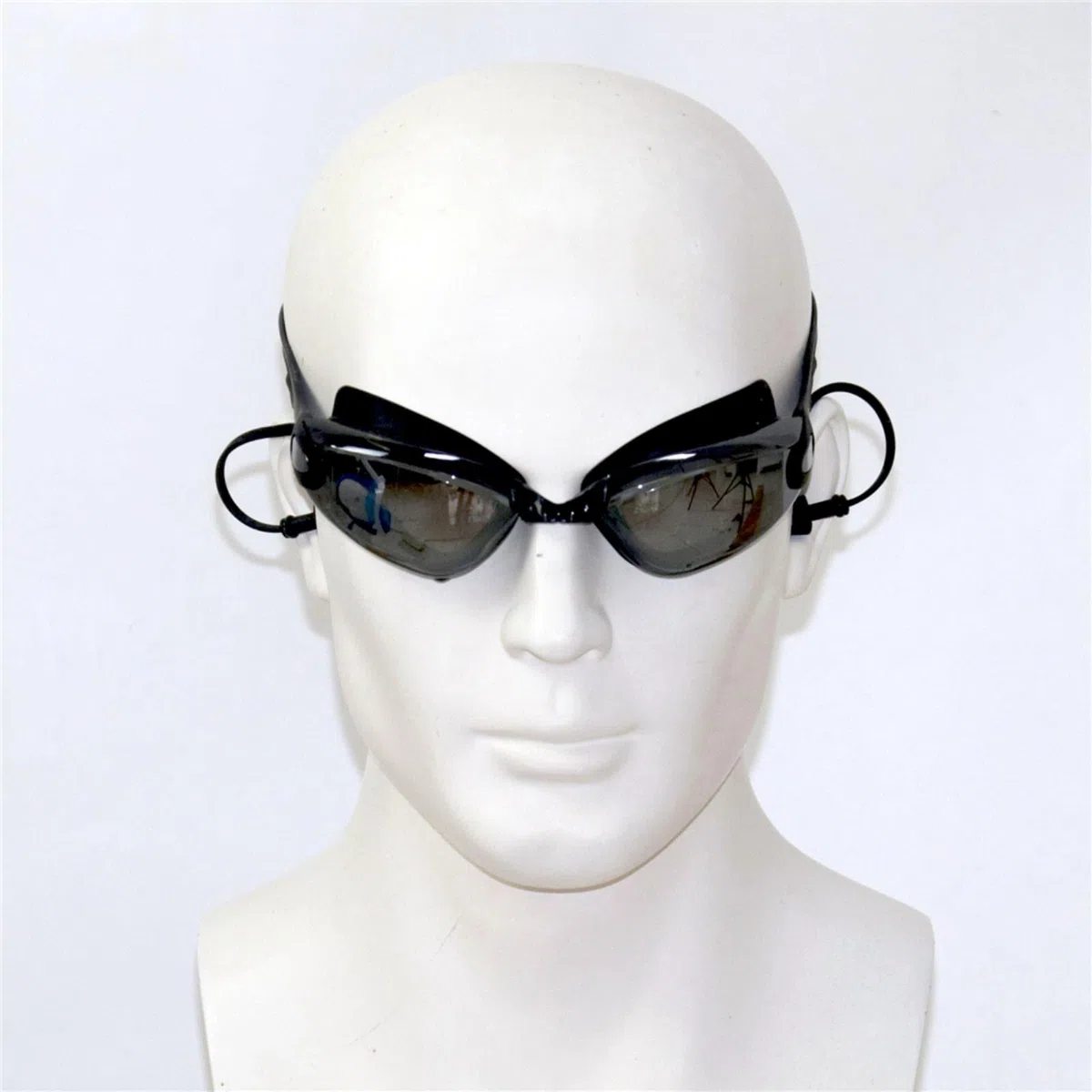 occhialini da nuoto, Occhiali da nuoto placcati neri con tappi for le orecchie, professionali, in silicone for adulti, antiappannamento, for uomo e donna