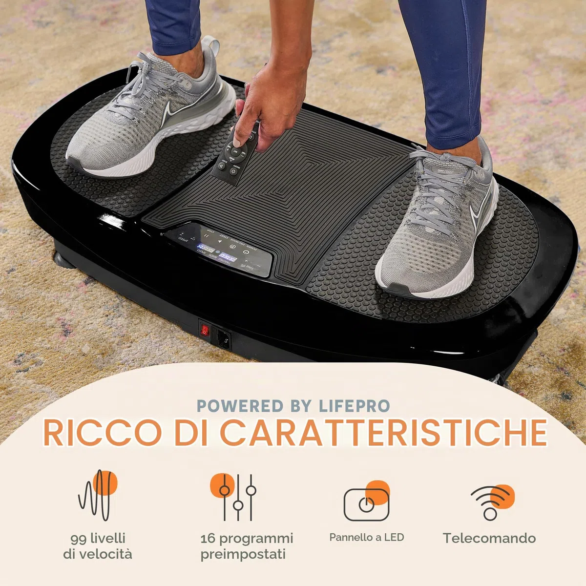 LifePro Rumblex Max 4D Vibration Plate Exercise Machine | Piastra vibrante per esercizi con bande di resistenza per fitness, recupero e allenamento a casa