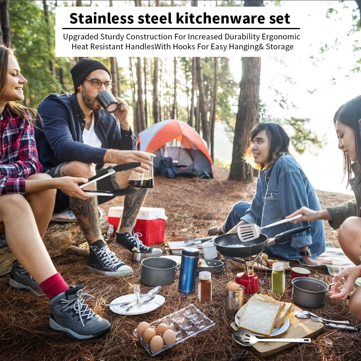 Accessori essenziali per il campeggio Attrezzatura da campeggio Must Haves, Cucina da campeggio Rv Set di utensili da cucina Zaino in spalla Forniture Camper Gadget Outdoor
