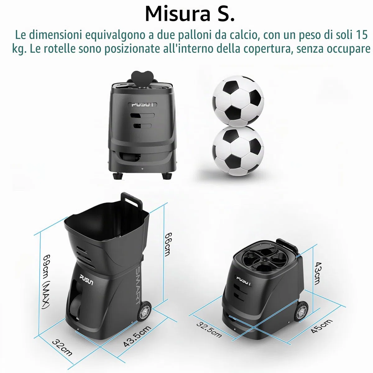 PT-Smart - Macchina professionale per palline da padel – Lanciatore automatico portatile con controllo intelligente tramite app | Perfetto per esercitarsi da soli, allenamento in club e allenatori |