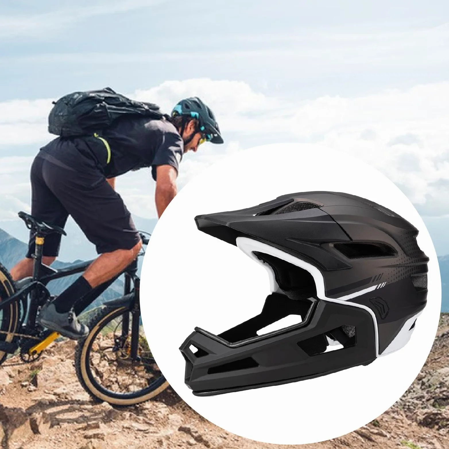 predolo Caschi a 360° da Ciclismo, Casco Integrale da Bici con Mentoniera Staccabile, 56 Cm-62 Cm Circonferenza della Testa Regolabile, Casco da Bicicletta per Pattinaggio E Ciclismo