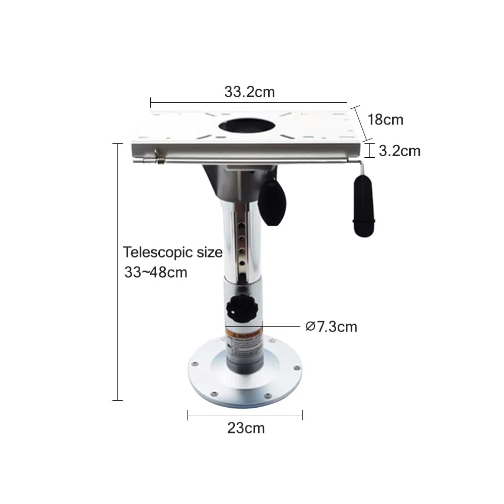 Piedistallo per Sedile per Barca, Altezza Regolabile da 33 Cm a 48 Cm, Base di Montaggio Girevole per Sedile per Barca con Supporto per Sedile Standard