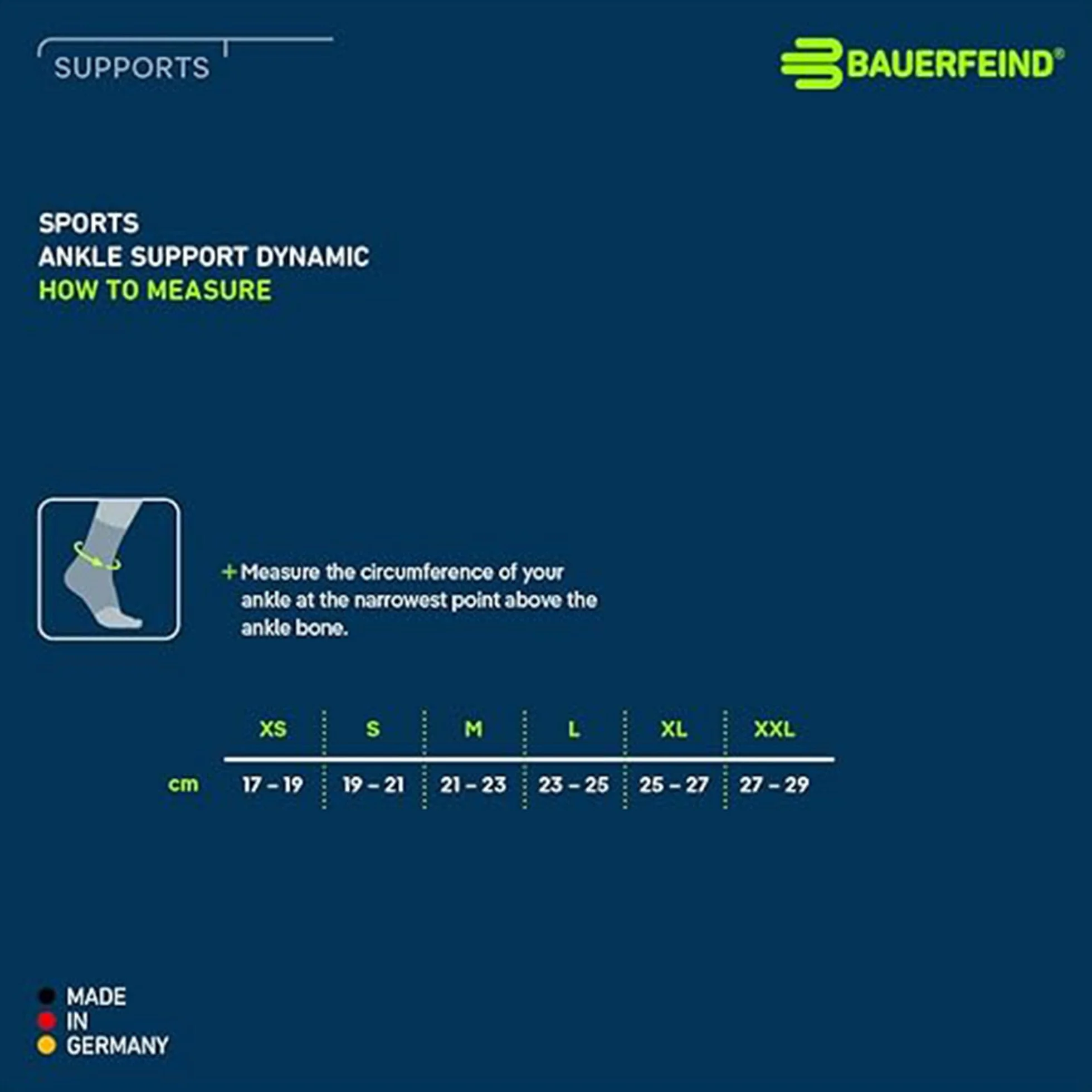 BAUERFEIND, 1 Cavigliera Sportiva, per Il Supporto dell'articolazione del Piede Durante Le attività Sportive, per Gare o allenamenti, Indossabile a Destra e a Sinistra