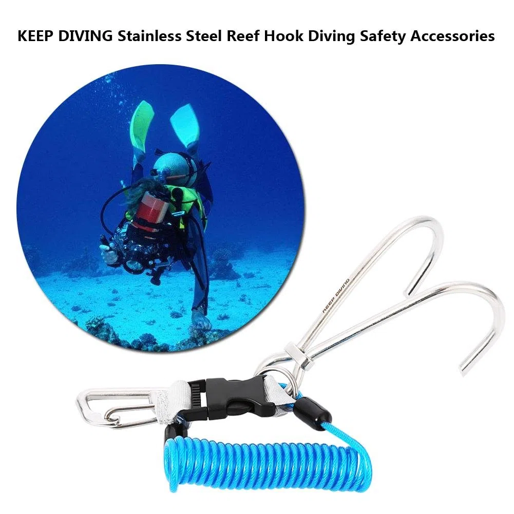 Gancio da Immersione Professionale con Doppio in Acciaio Inossidabile - Rampino Sub per Sicurezza Subacquea, Hook Diving e Esplorazione Reef Immersioni Ideale Subacquei, Drift Resistente all'Acqua Sa