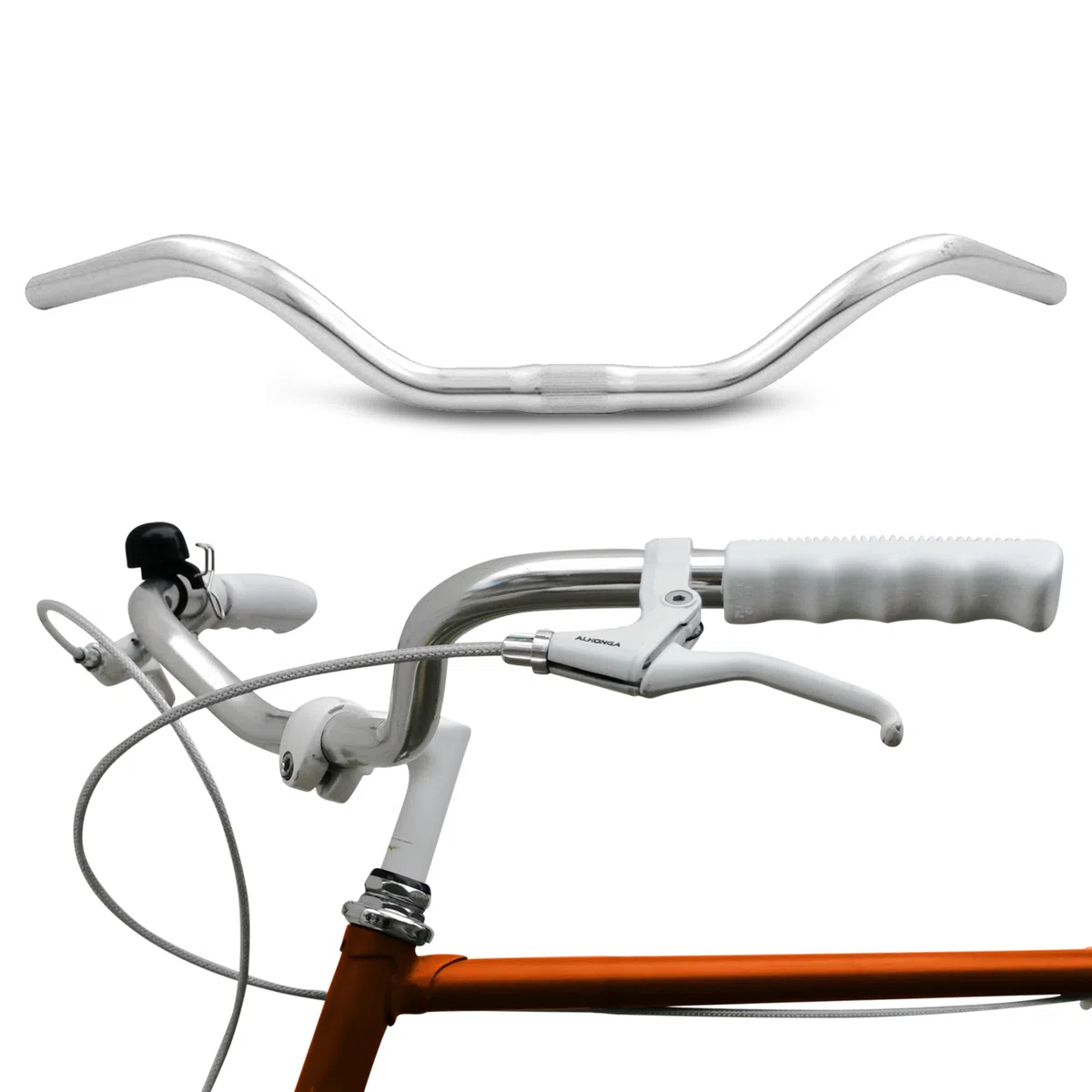 City Bike Manubrio ergonomico per bicicletta da donna e da uomo, in alluminio argentato, retrò, manubrio da città, olandese, bici da uomo, cruiser, colore argento