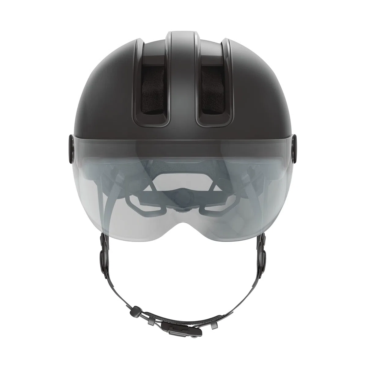 ABUS Casco da città HUD-Y ACE - elegante casco da bicicletta con visiera e luce posteriore LED magnetica ricaricabile - per uomo e donna