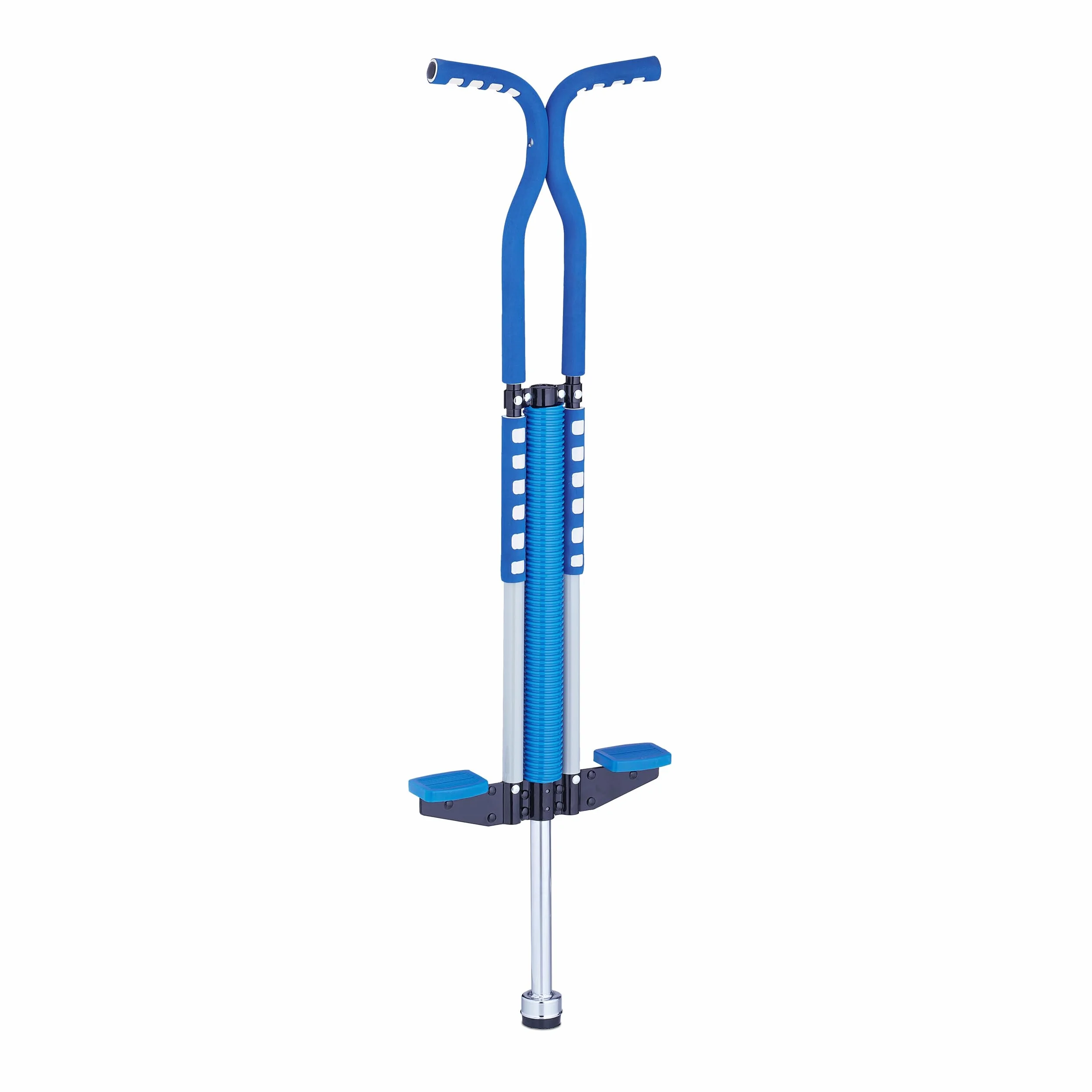 Relaxdays Salterello per Bambini, Pogo Stick, Bastone Salta-Salta, regge 60 kg, Impugnatura Imbottita, Acciaio Inox, Blu