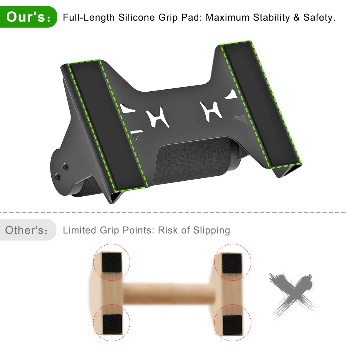 SELEWARE Barre per Flessioni in Llegno, Antiscivolo Parallele, per Calisthenics Fitness Allenamenti a Pavimento, in Legno Massello con Robusta Staffa in Metallo, Supporto 272,2 kg