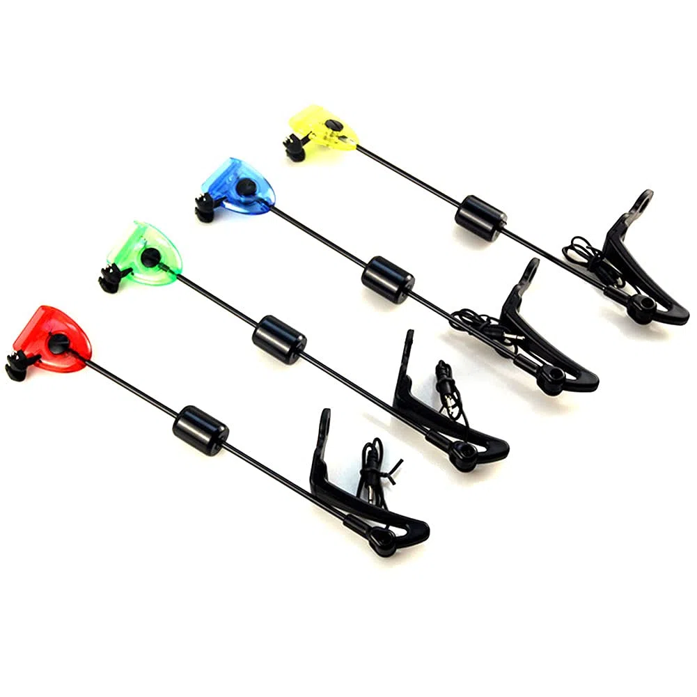 4pcs Allarme da Pesca Allarme Swinger LED Indicatore Illuminato Carpa Swingers Swingers Glassing Bobine 4 Colori Carpa Accessorio Strumenti di Pesca in Custodia zippata