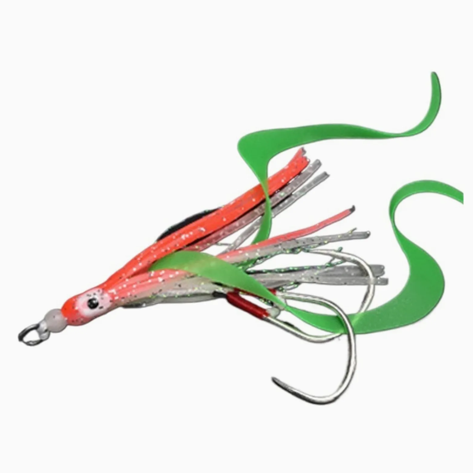 CASAKM Pezzi Amo da Pesca 10pcs / Lot Glow Assist Gancios con gonne Calamari Lumory Slow Slow Jig Gonna in Silicone Gancio da Pesca Gancio da Pesca for Pesca Gancio da Pesca in Alto