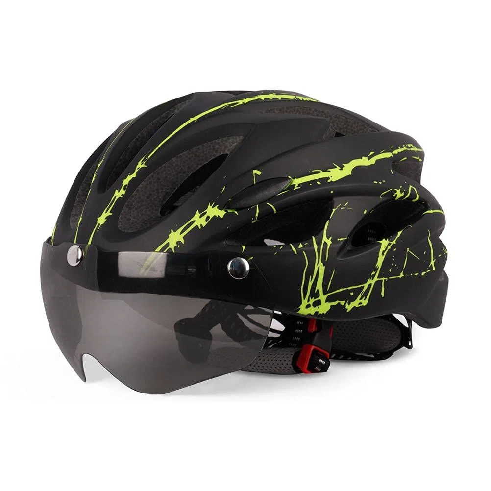 Casco da Casco da Bici Leggero e Traspirante con Visiera Parasole, Misura Regolabile, per Uomini e Donne Adulti, con Visiera Magnetica per Mountain Bike (verde)