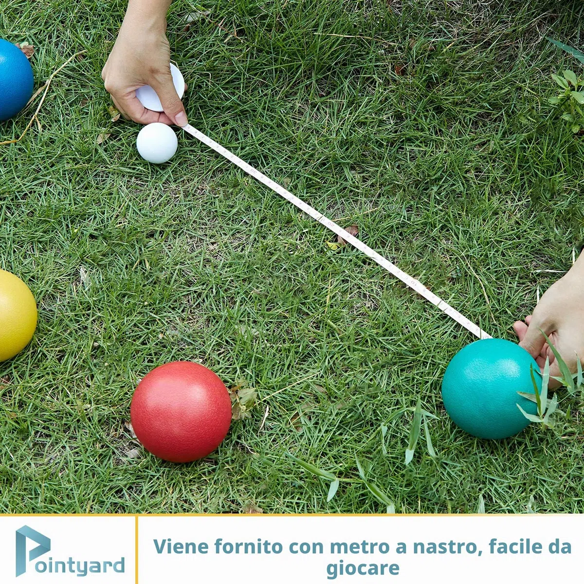 Set per gioco di bocce, set di bocce più leggero da 84 mm con 8 bocce in PE | Borsa per il trasporto | Nastro di misurazione - Giochi da famiglia per esterni per cortile/prato/spiaggia